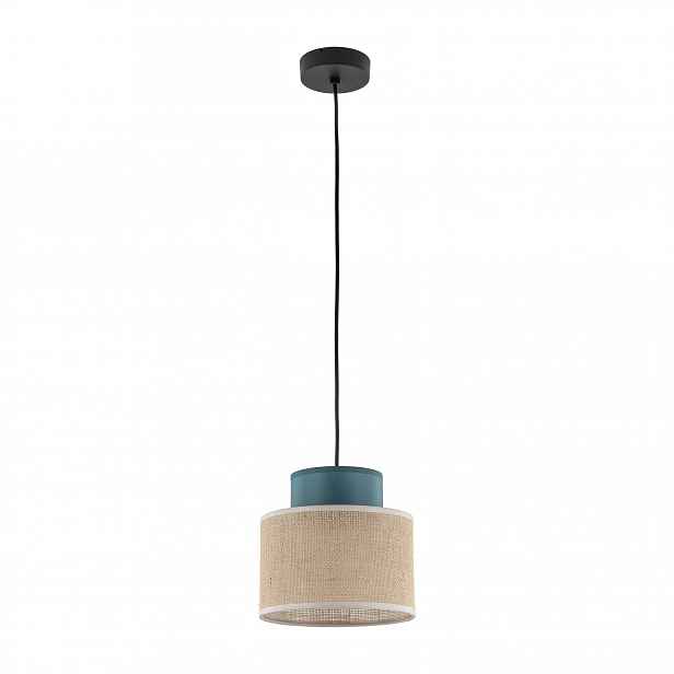 Závěsná lampa Duo černá stínidlo juta zelená 1xE27 20 cm Stropní Do Kuchyně