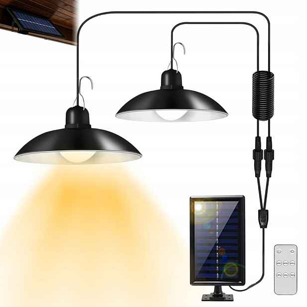 2x Solární Lampa Závěsná Led gyrondol s odděleným panelem na kabelu 3 m