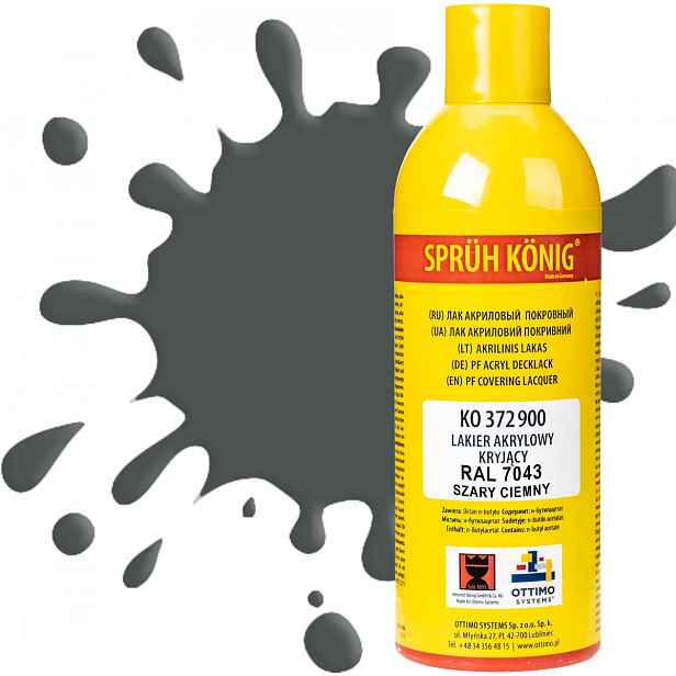Ko 372 Krycí akrylový lak Ral 7043 šedý tmavý polomat 400 ml barva