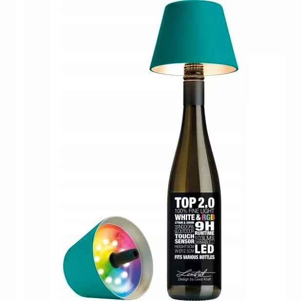 Stolní Led lampa na láhev Sompex Top 2.0 14 cm, tyrkysová