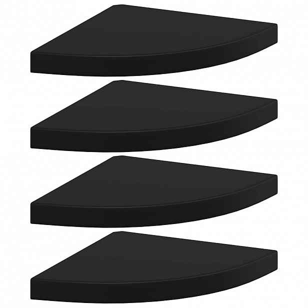 vidaXL Plovoucí rohové police 4 ks černé 35 x 35 x 3,8 cm MDF