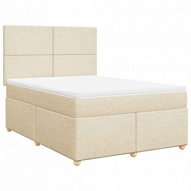 vidaXL Box spring postel s matrací krémová 140x190 cm textil