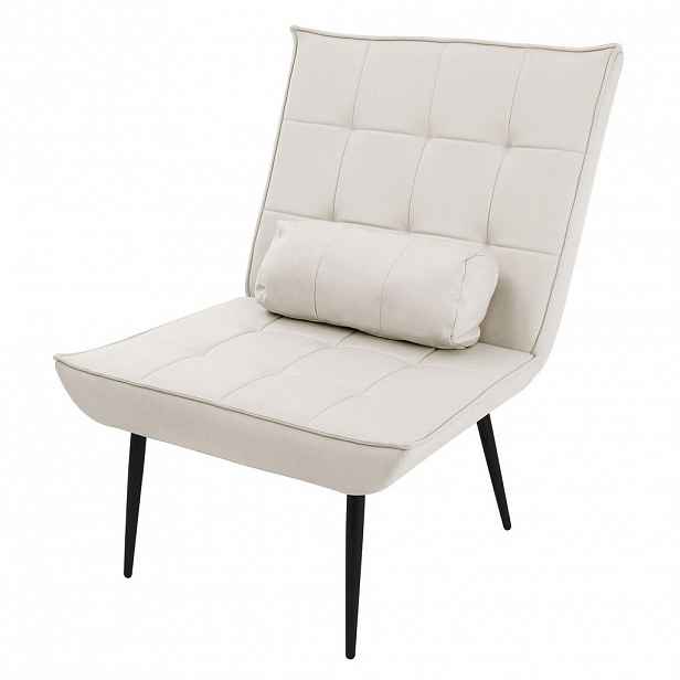 ML-DESIGN KŘESLO do obývacího pokoje z umělé kůže (PU) – krémové relaxační křeslo s bederním polštářem