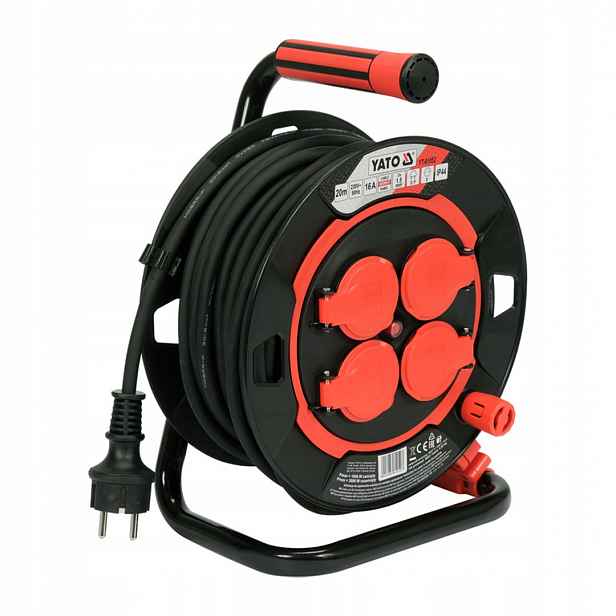Prodlužovací Kabel bubnový Yato YT-81052 20 m 4-zásuvkový kabel 3x1,5 mm IP44 stojan