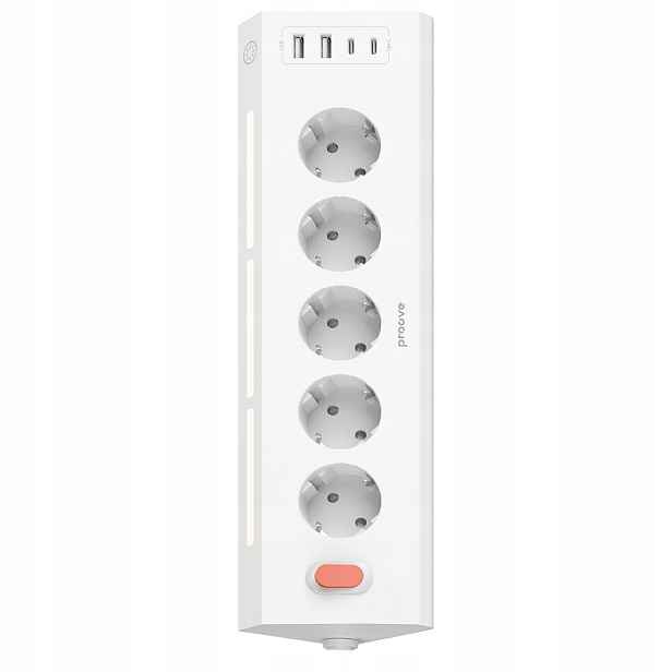 Protipřepěťová napájecí lišta Prodlužovací Kabel 5xAC 2x Usb 2x Usb-c 1,6 m