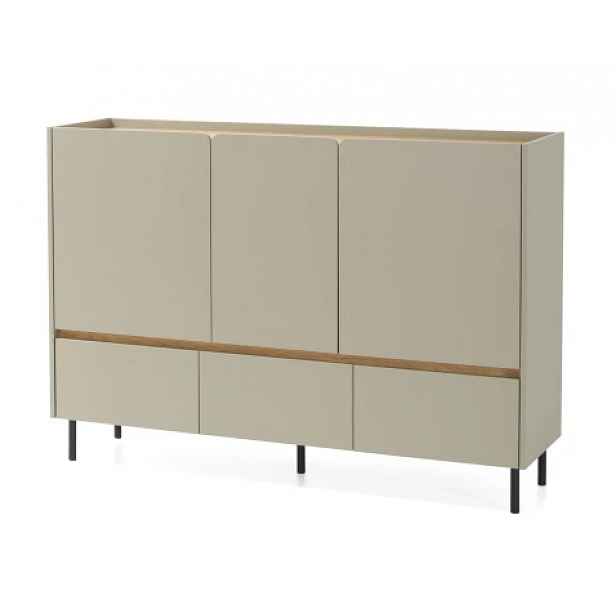 Komoda se zásuvkami Lucky, 150 cm, eukalyptově zelená/baltský dub