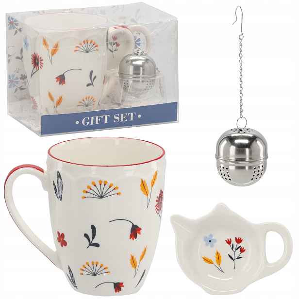 2 x porcelánový hrnek 350 ml porcelánová podložka konvička na vaření Květiny