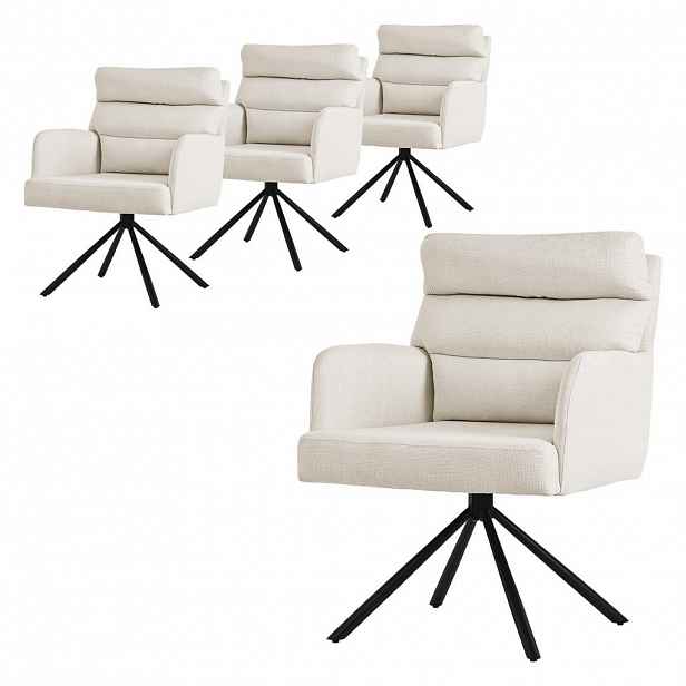ML-DESIGN JÍDELNÍ ŽIDLE, sada 4 ks, otočné, béžové látkové potahy