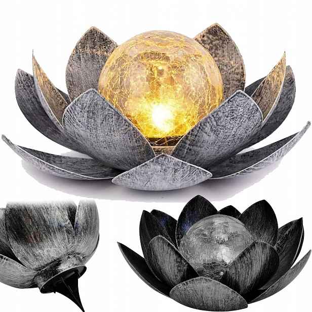 Solární Led zahradní zapichovací lampy Lotus Dekorativní do zahrady IP65 28 cm