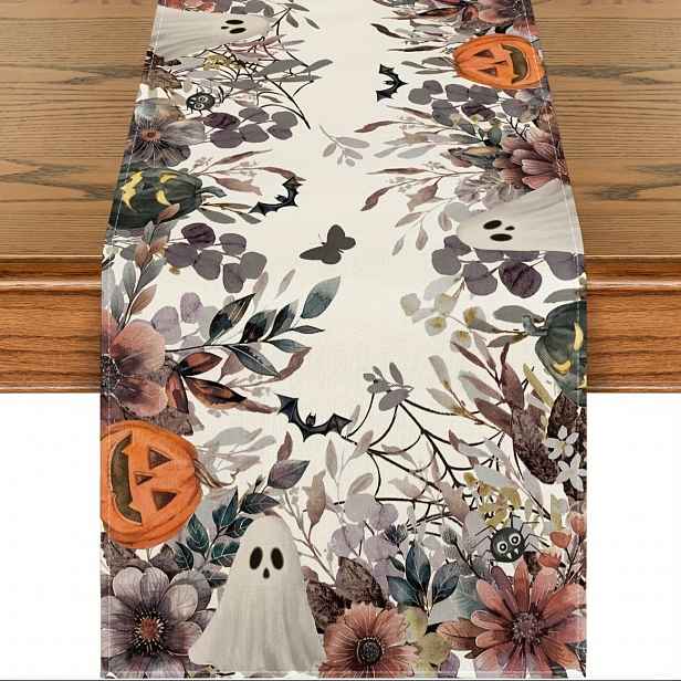 TEMU Slavnostní lněný Halloween stolní pruh: 13x48, 13x72, 13x108 palců - Ideální pro domácí dekorace párty