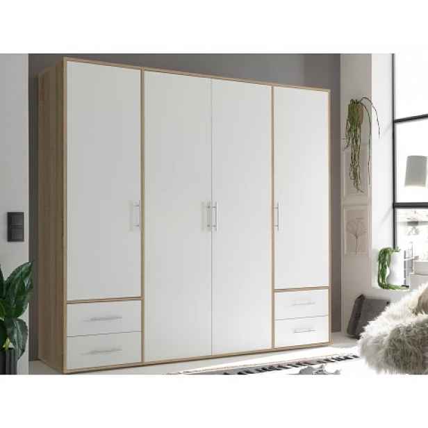Šatní skříň Valencia, 206 cm, dub sonoma/bílá