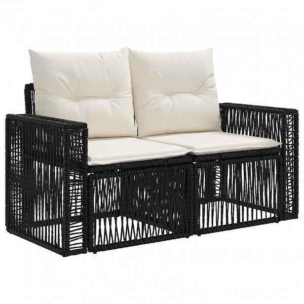 vidaXL Zahradní sofa 2-Počet míst Černá polyratan