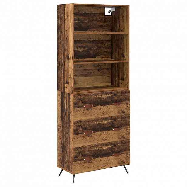 vidaXL Vysoký bufet Staré dřevo 69,5 x 34 x 180 cm Kompozitní dřevo