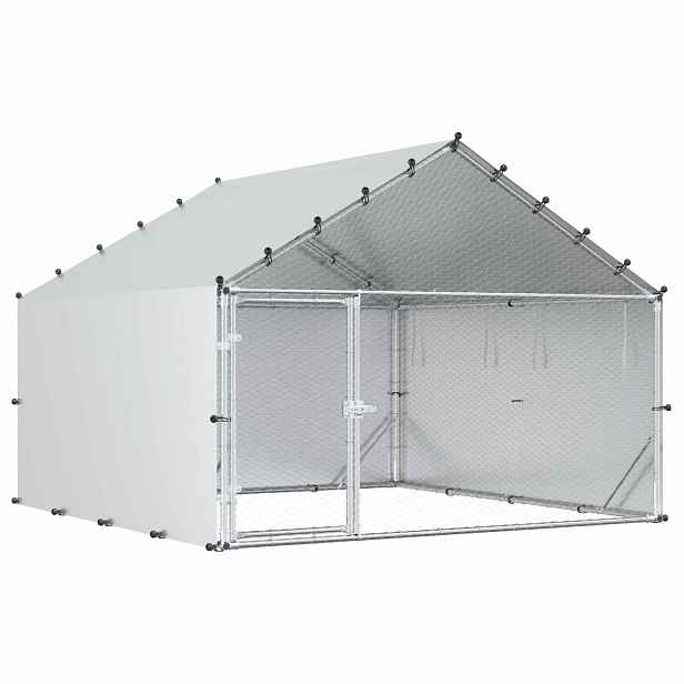 vidaXL Kurník se stříškou Stříbrná 200 x 200 x 150 cm Pozinkovaná ocel