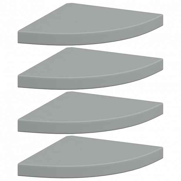 vidaXL Plovoucí rohové police 4 ks šedé 35 x 35 x 3,8 cm MDF