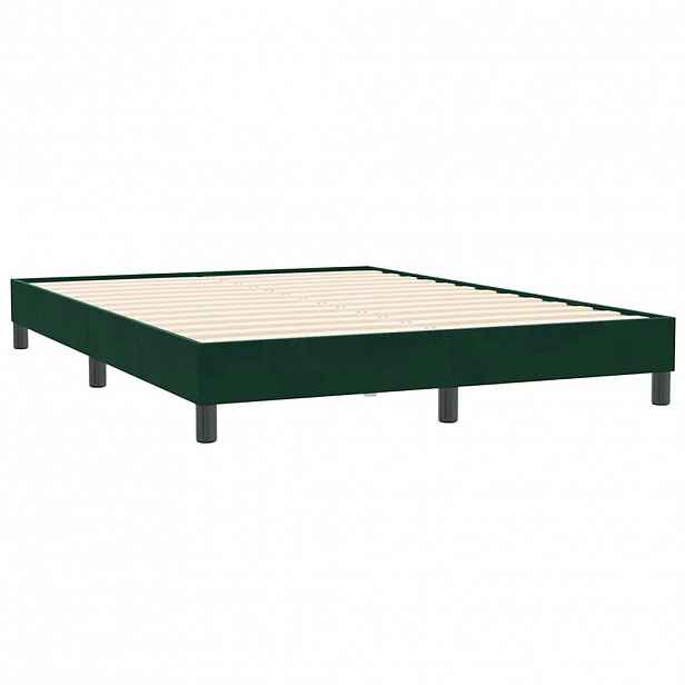 vidaXL Rám postele bez matrace tmavě zelená 160x210 cm samet