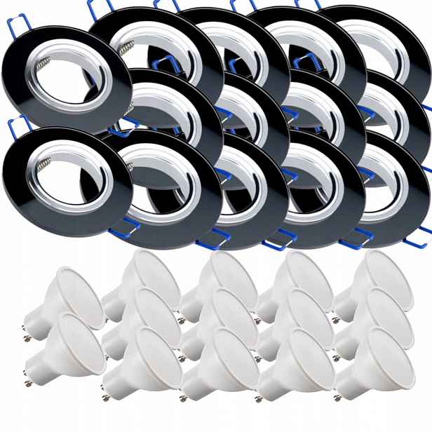 14 x Černá Skleněná Stropní Lampa Halogenová Objímka Led Žárovky 1.5W