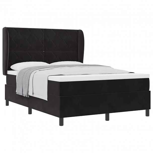 vidaXL Postel s boxspringem s čelo Černý 200 x 140 cm samet