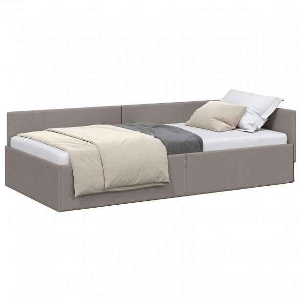 vidaXL Rohový rám postele Taupe 90 x 190 cm textil