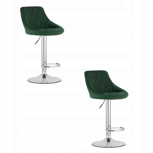 2X Sada Barová Židle Kuchyňská Barová Židle 105 CM Zelená Do Kuchyně Sametová