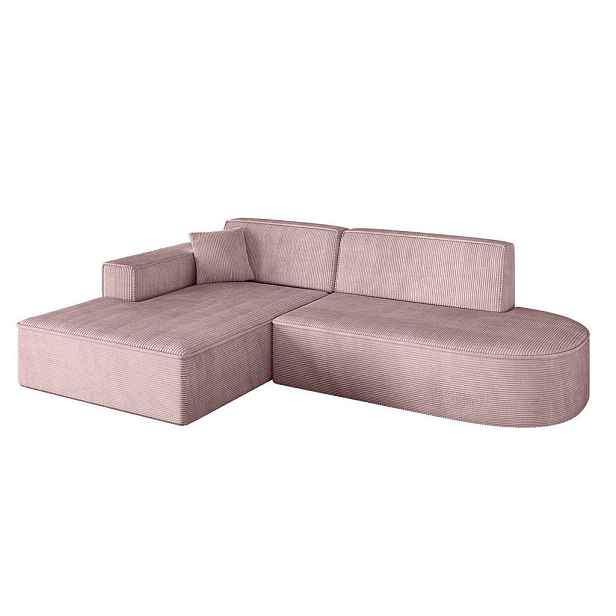 ALTDECOR ROHOVÁ SEDAČKA s otomanem, levá IREA-L1-v4 232x165x77 Růžová Manšestr