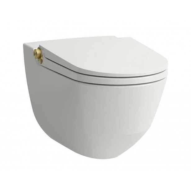 Laufen Cleanet Riva - Elektronický bidet s keramikou, závěsný, Rimless, SoftClose, LCC, bílá/matné zlato H8206914020001