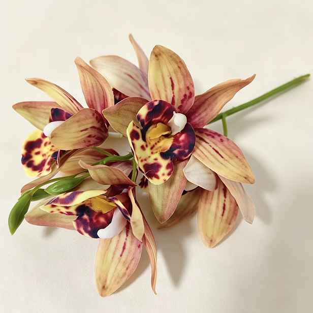 TEMU 1 ks Umělá slonovinová orchidea v květináči, umělá orchideová kytice, přirozený tvar. Květináč není součástí balení, vhodná pro vnitřní/venkovní