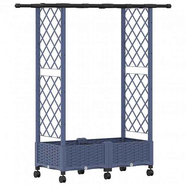 vidaXL Vyvýšený záhon s treláží a střechou Šedá 122,5 x 40 x 127 cm PP