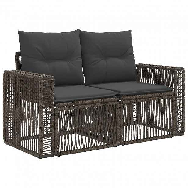 vidaXL Zahradní sofa 2-Počet míst Šedá polyratan