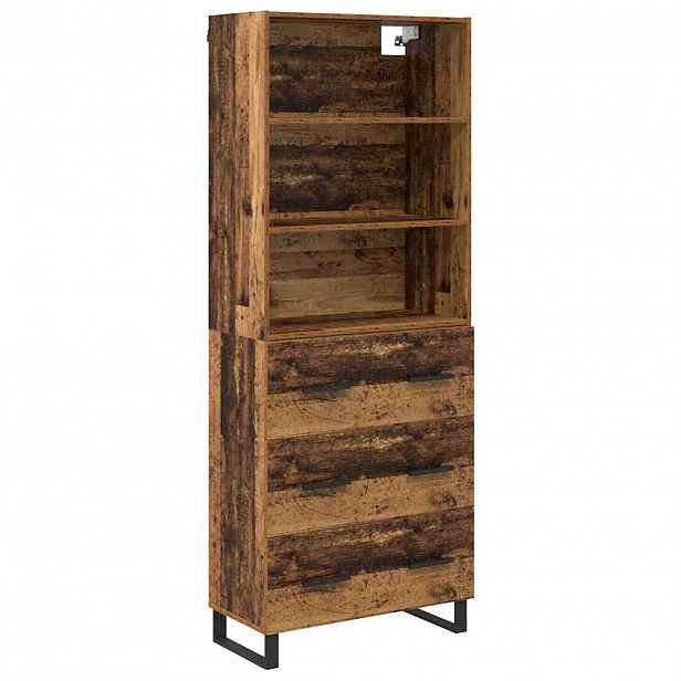 vidaXL Vysoký bufet 2 ks Staré dřevo 69,5 x 34 x 180 cm