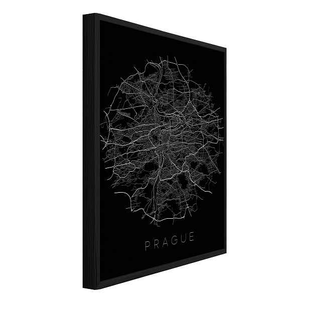 3D Obraz V Rámečku Město Praha Ulice Černobílá Architektura Černá 100x70
