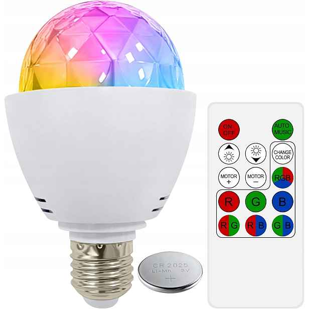 Disco žárovka, vícebarevná otočná Led lampa, 3 W