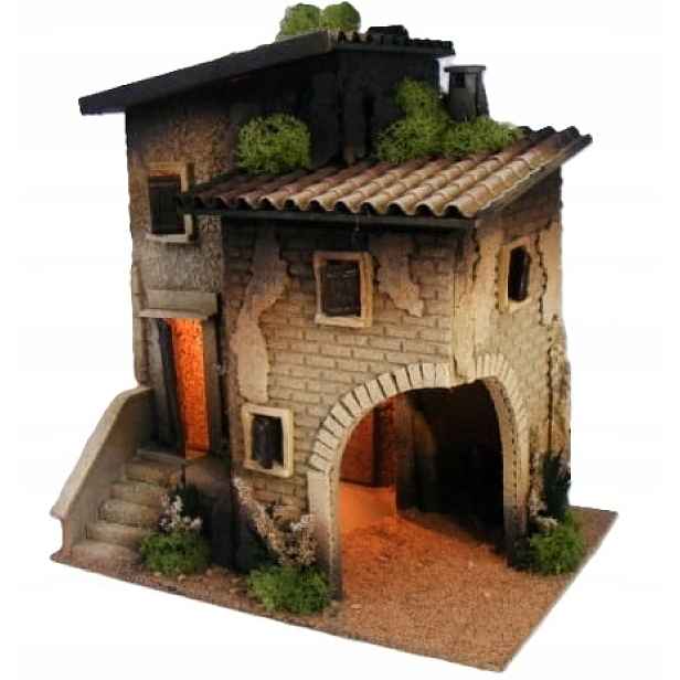 Domeček Do Vánočního Betlému Osvětlený 35x25x35 CM Pro Figurky 10-12 CM