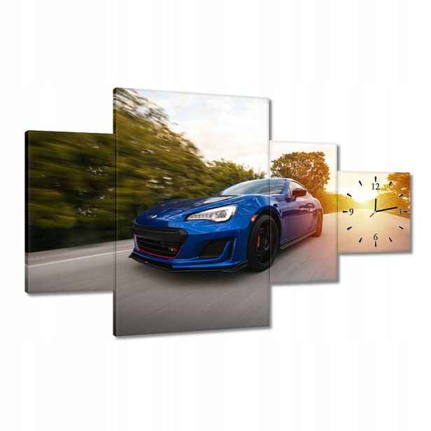 Hodiny 130x80 Automobilový průmysl Modré Auto