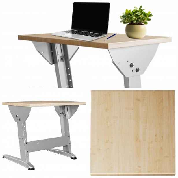 Regulovatelný psací stůl 69,5 x 50 cm ergonomický javorový rám stříbrnošedý