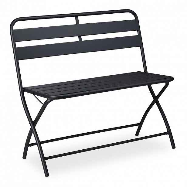 Relaxdays LAVICE šedá zahradní skládací 2místná 90 cm