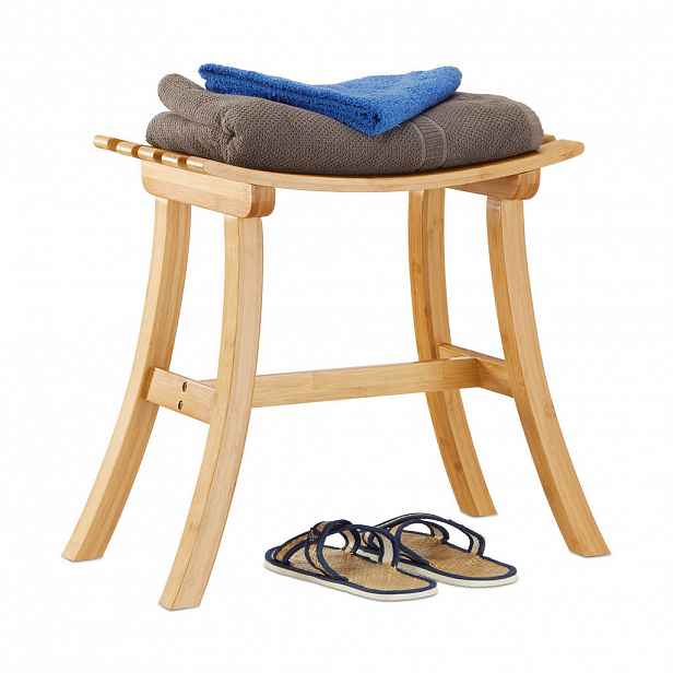 Relaxdays TABURET Přírodní bambus zahnutý 48 cm