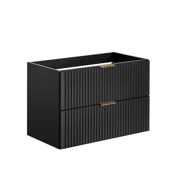 Skříňka pod umyvadlo 80 cm černá drážkovaná (ADEL BLACK 82-80-B-2S)