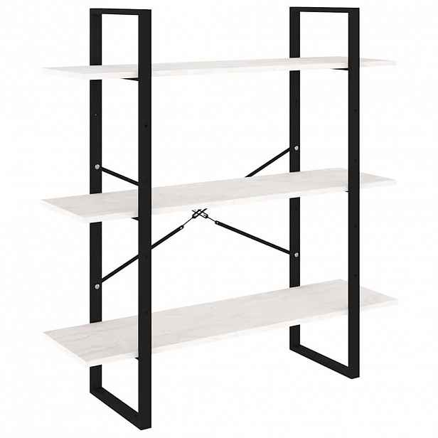 vidaXL Knihovna se 3 policemi bílá 100 x 30 x 105 cm masivní borovice