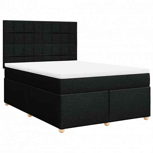 vidaXL Box spring postel s matrací černá 140 x 190 cm textil