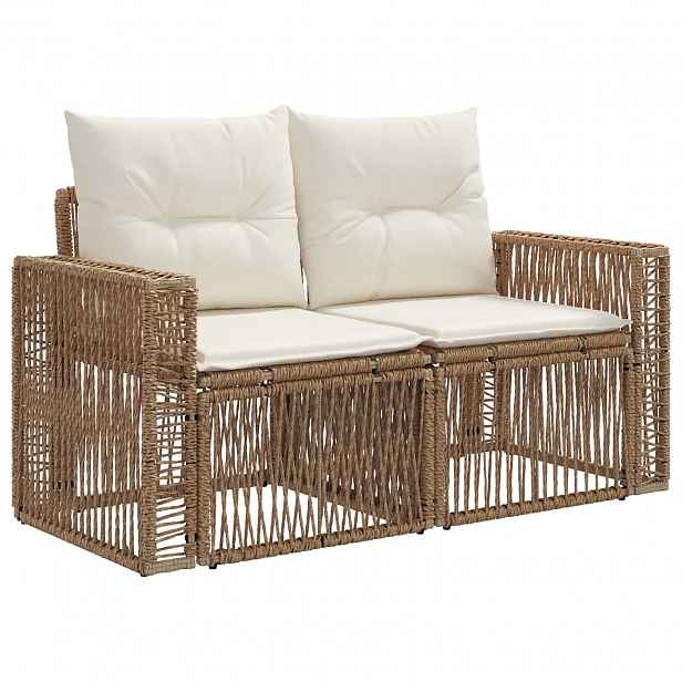 vidaXL Zahradní sofa 2-Počet míst Béžová polyratan
