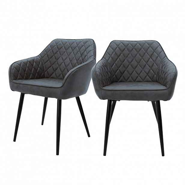 ML-DESIGN JÍDELNÍ ŽIDLE, sada 2 ks, antracitová umělá kůže