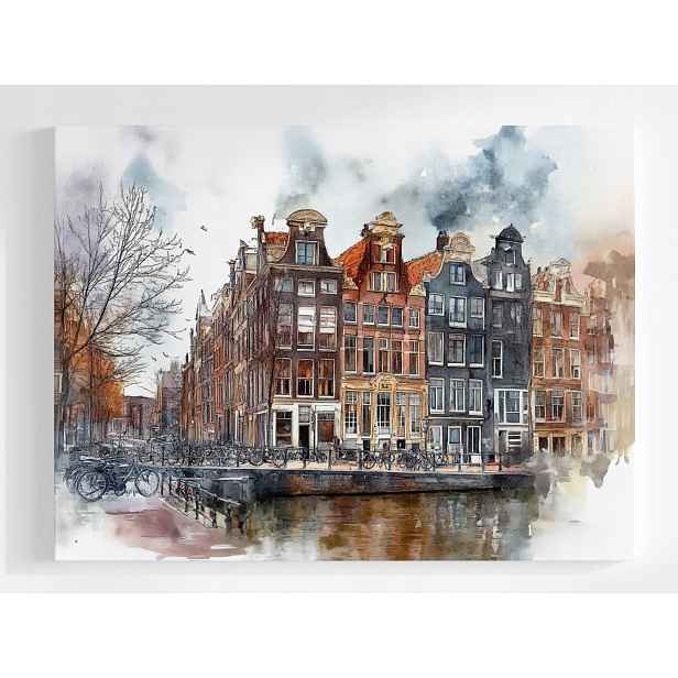 Plakát Amsterdam Kanál Podzim Kamínky Kola 100x75