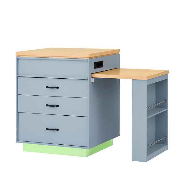 Redom KUCHYŇSKÝ ostrov 125,5–187,5/71/93 cm s LED osvětlením, USB/Type-C nabíjením a rozkládací plochou, Modrá
