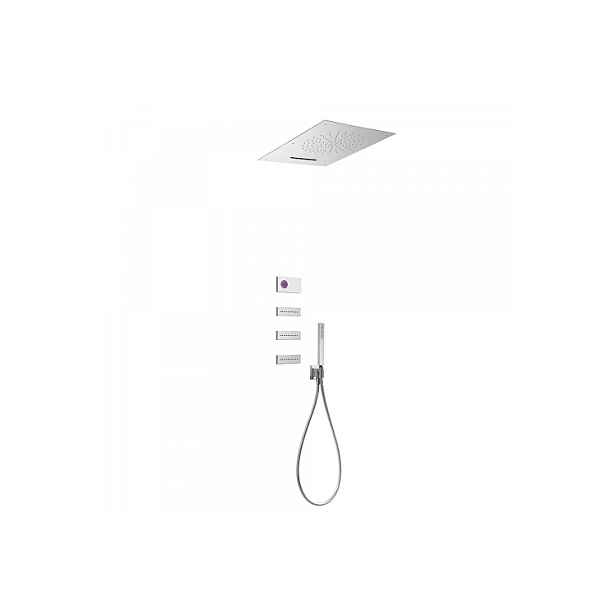 Tres SHOWER TECHNOLOGY 09286404 Termostatický podomítkový elektronický sprchový set - lesklý chrom