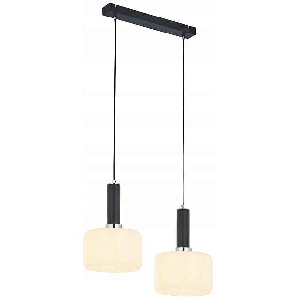 Závěsná lampa Vanes Stříbrná Jantarová Skleněná Stínidla 2xE27 Stropní Svítidlo