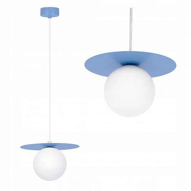 Kaja Dekorativní závěsná lampa Robin modrá s kancelářským stínítkem K-5445