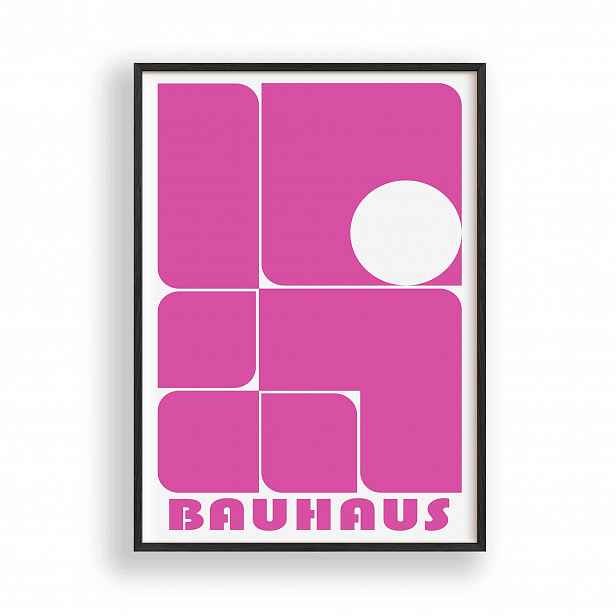 Obraz Bauhaus Fialová abstrakce Plakát Rámeček Dřevěný Černý 30x42 cm