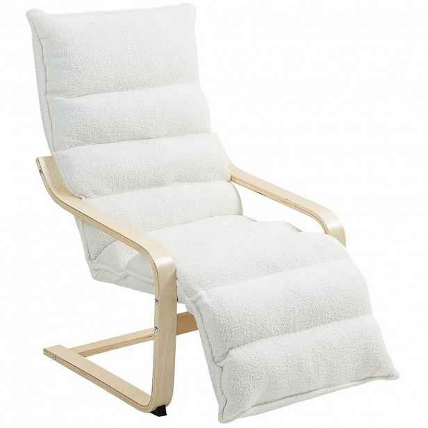 Redom RELAXAČNÍ houpací křeslo 93-114/67/105 cm s nastavitelnou podnožkou a potahem Sherpa, Bílá