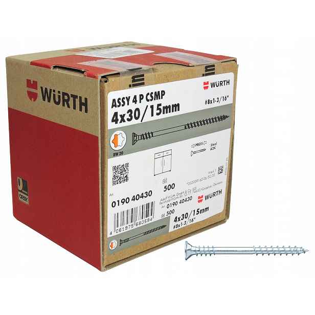 Šrouby Assy Plus 4x30 Konfirmaty Wurth 500ks